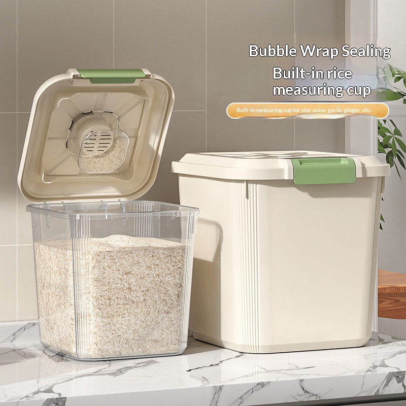 Food Storage On Wheels - Dispensador de Arroz Transparente de Grado