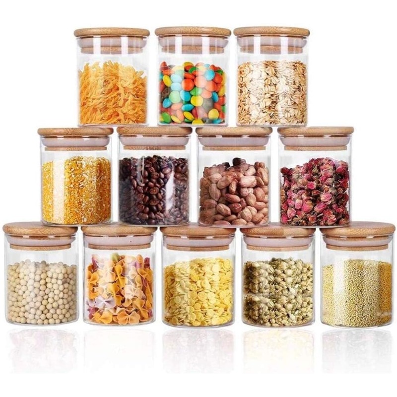 Food Storage Glass Container Set - Juego de 12 tarros de vidrio