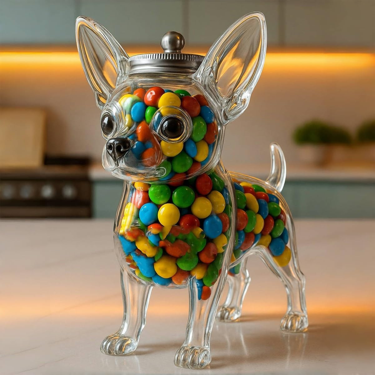 Food Storage Glass Container Set - Contenedor con forma de Chihuahua para