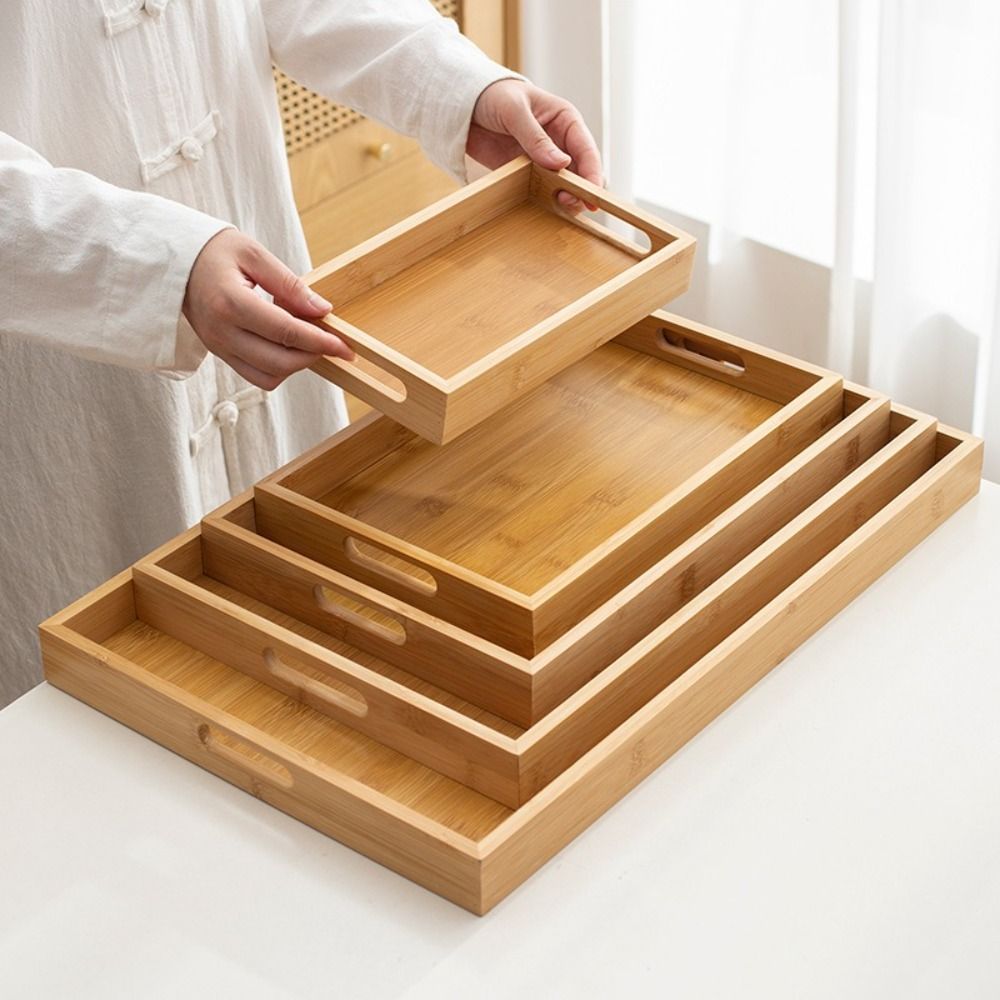 Food Storage Handling - Bandeja Decorativa Rectangular de Bambú, Bandeja