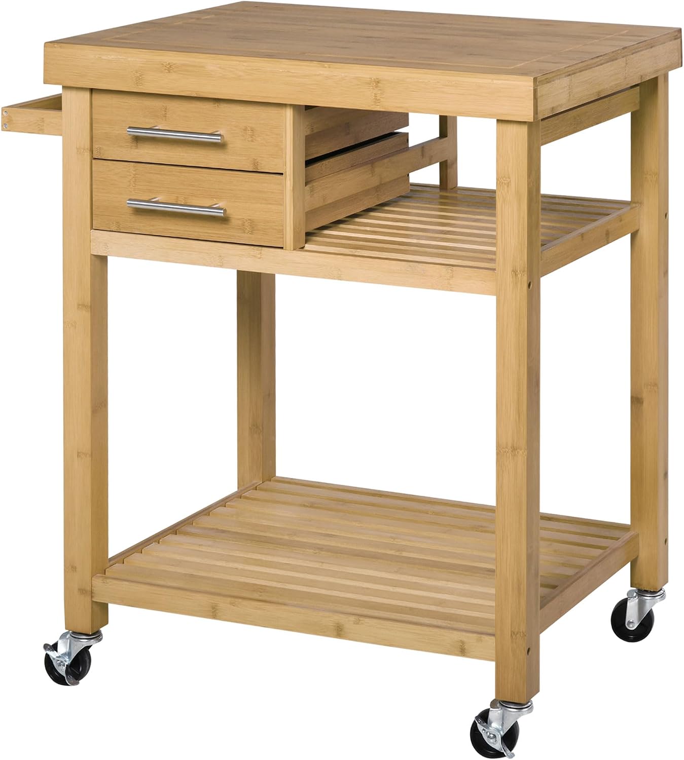 Food Storage On Wheels - Carrito de cocina de bambú con