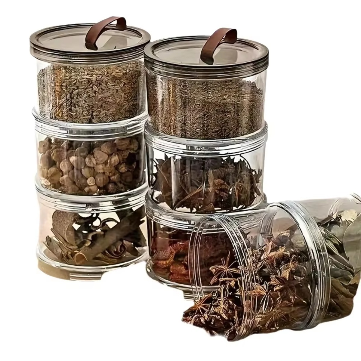 Food Storage Jars Plastic - Contenedor Redondo de 3 Niveles para