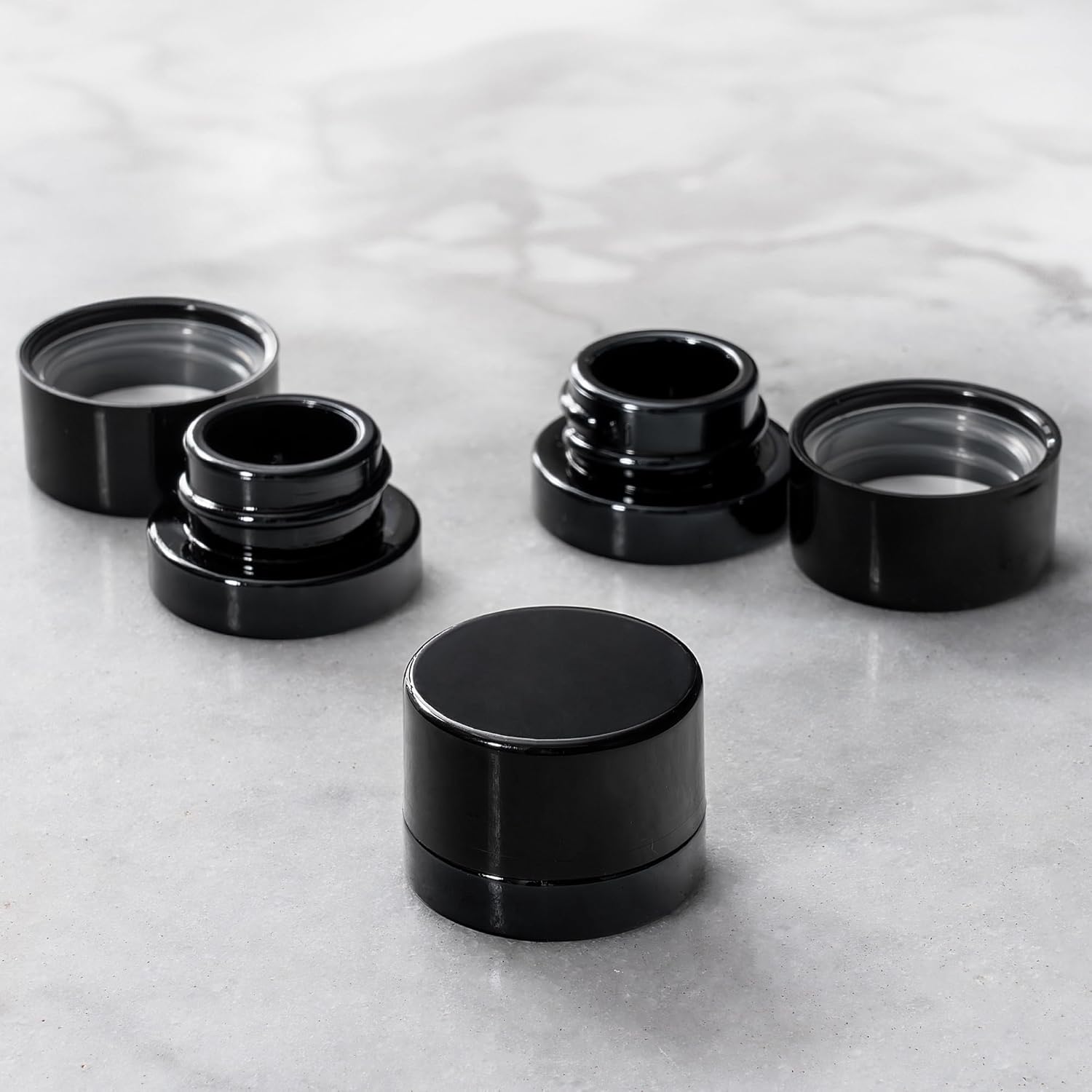 Food Storage Glass Container Set - Frascos de vidrio negro de 5