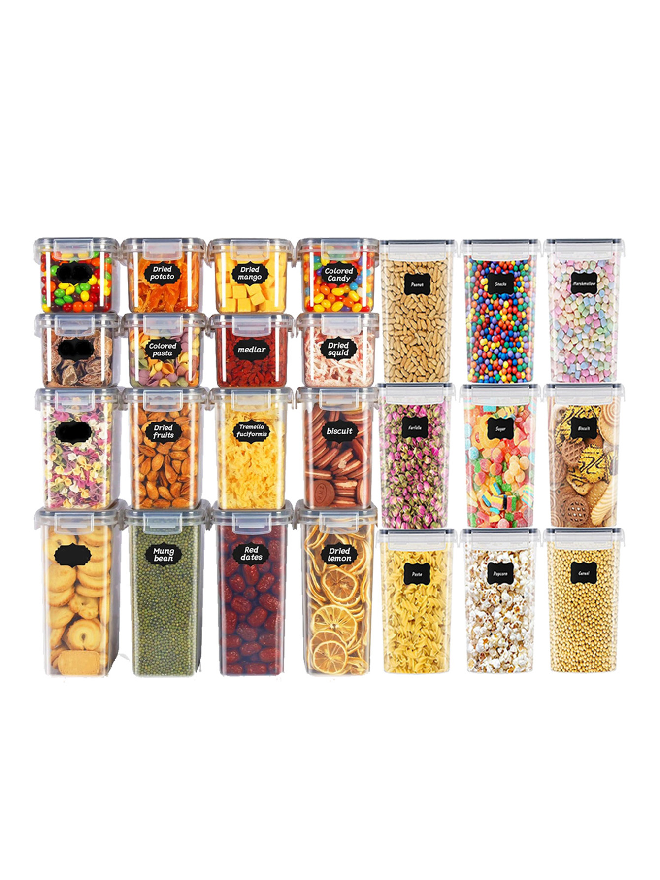 Food Storage Jars Plastic - 48 recipientes herméticos para almacenamiento de