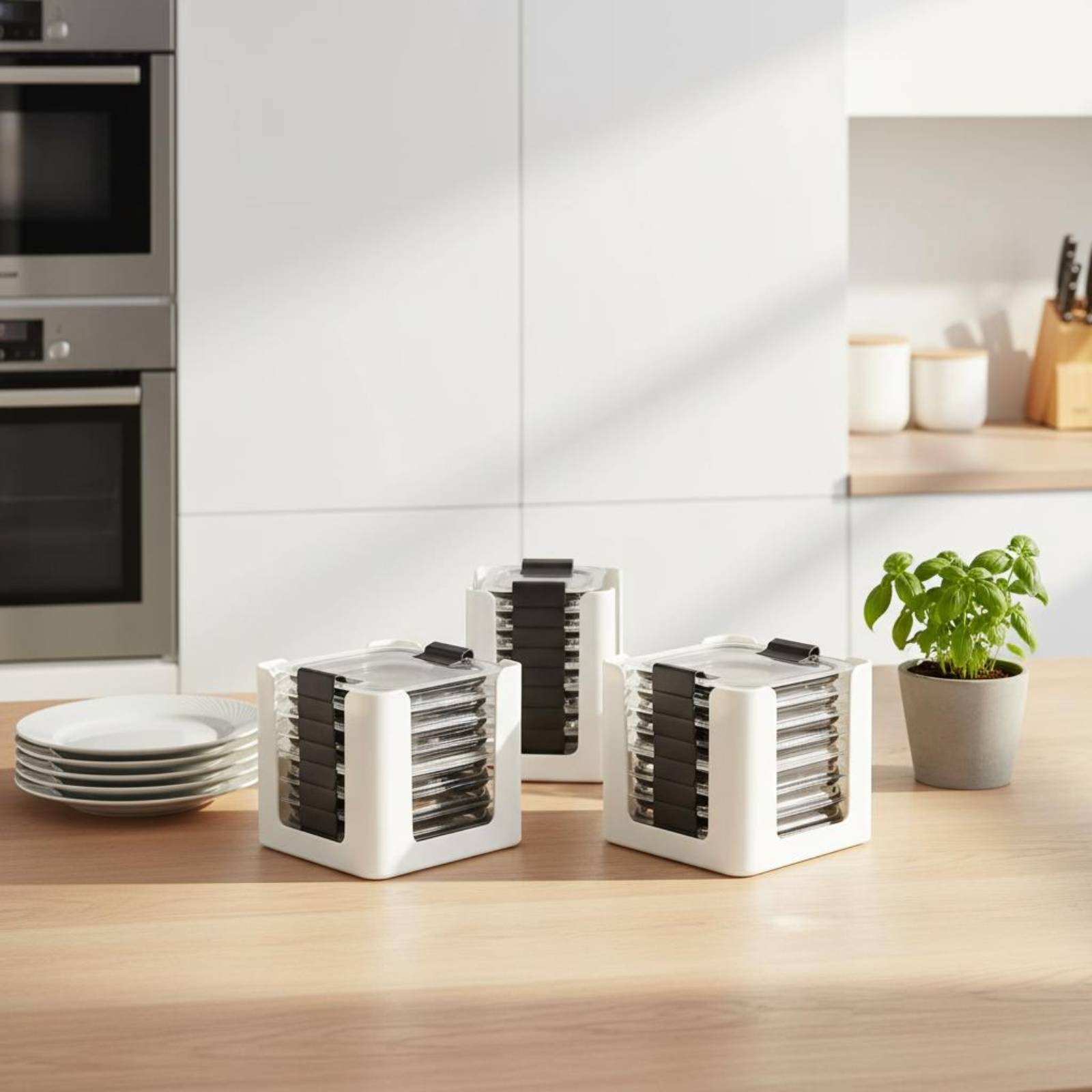 Food Storage Cabinet For Kitchen - Organizador de tapas de recipientes rectangulares