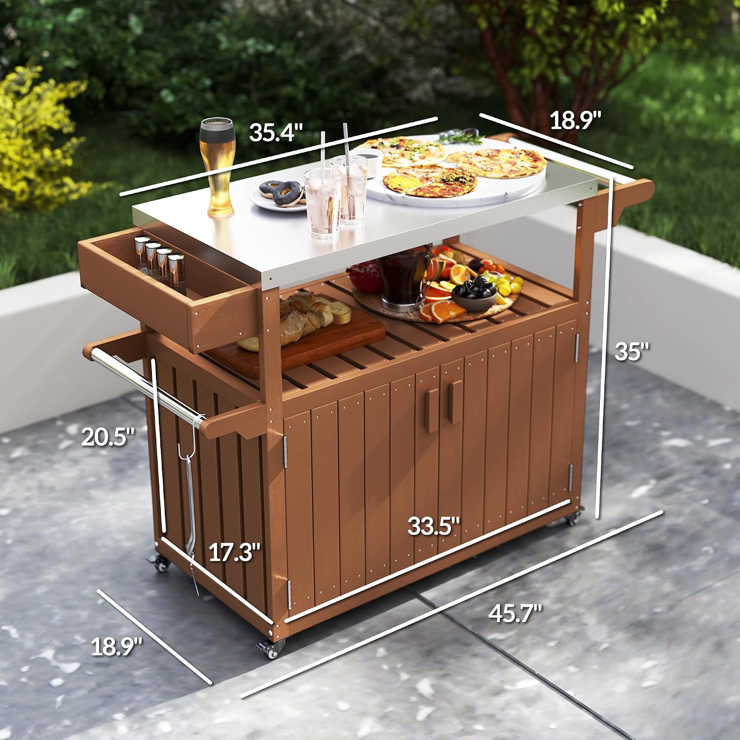 Carrito de bar para exteriores - Food Storage On Wheels reseña y precio