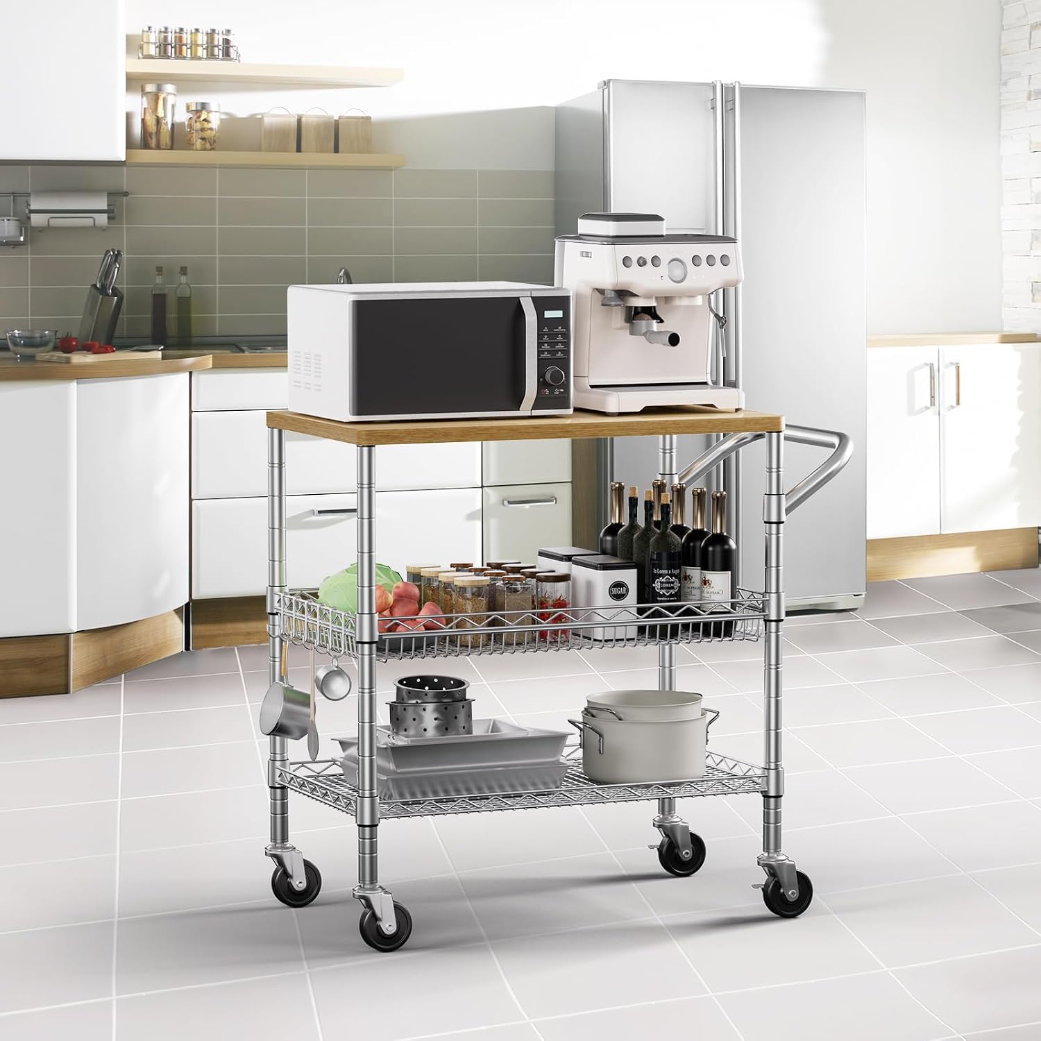 Carrito de cocina rodante de t - Food Storage On Wheels reseña y precio