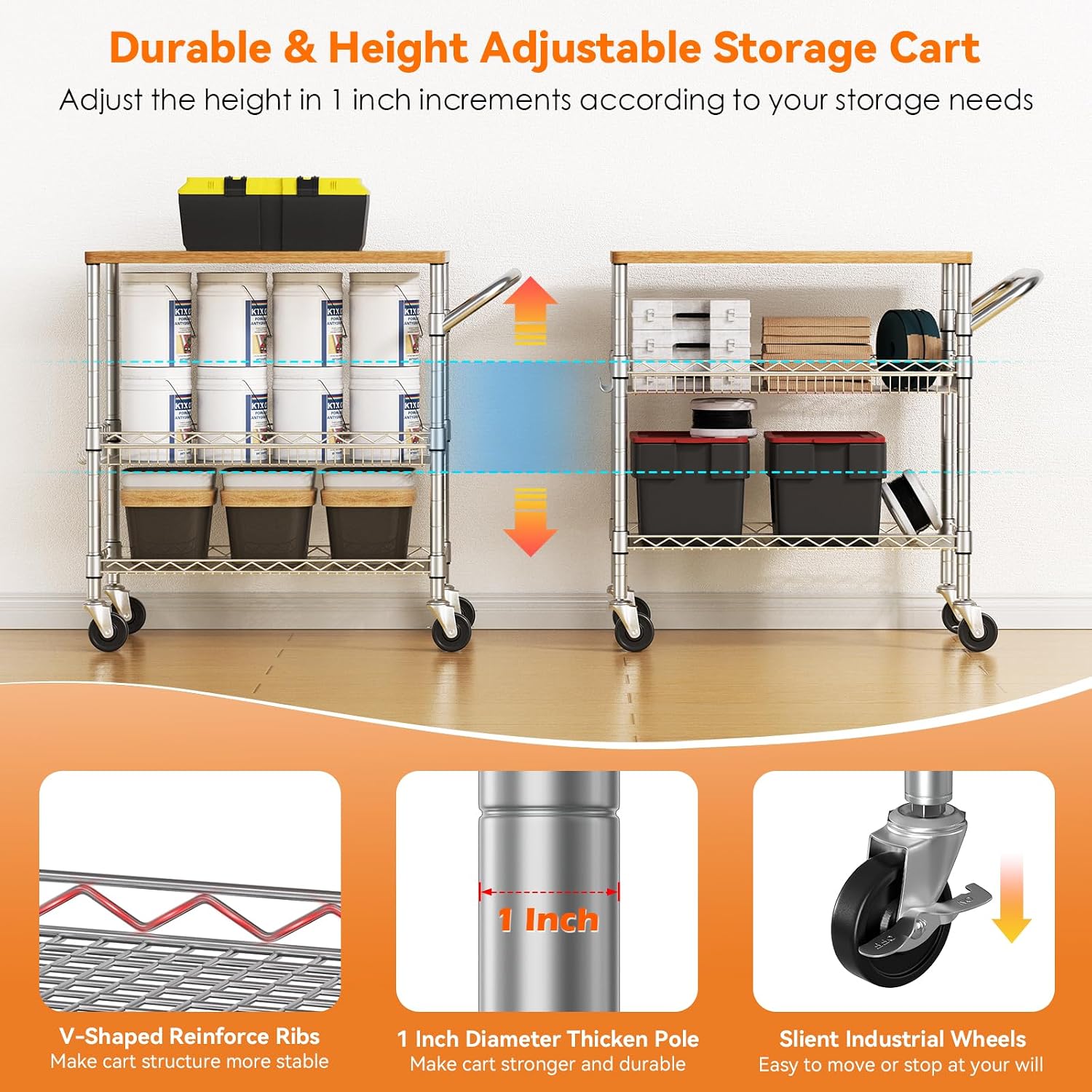 Carrito de cocina rodante de t - Food Storage On Wheels reseña y precio